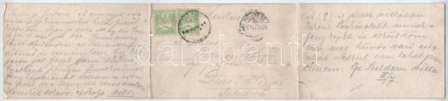 1916 Trencsénteplic, Trencianske Teplice; Három részes kihajtható panorámalap / 3-tiled folding pano...