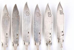 Ezüst(Ag) 12 személyes gyümölcsös készlet, h:11,5cm, Jelzett, nettó 285g