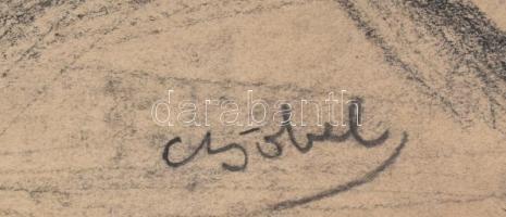 Czóbel jelzéssel: Akt. Szén, papír. 42x37,5 cm