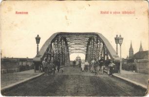 1910 Komárom, Komárno; Kis híd a város látképével. L.H. Pannonia / bridge (EM)