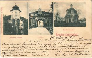1899 Komárom, Komárno; Kőszűz a várban, várkapu, Rosália templom. Czike D. kiadása / castle, castle gate, church (EK)