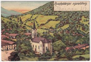 1918 Ruszkabánya, Rusca Montana; nyaralóhely, templom / church, holiday resort. litho (EK)
