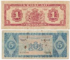 Curacao 1939. 5G + 1942. 1G T:III-
Curacao 1939. 5 Gulden + 1942. 1 Gulden C:VG
Krause P #22, P# 3...