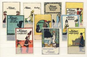 1910 Divatárú, Klozer teljes levélzáró sor (Ritka!)