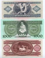 1930. 100P (2x) + 1975. 500Ft + 1980. 20Ft + 1993. 1000Ft + 1995. 100Ft T:II-III