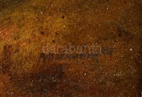 Mednyánszky jelzéssel: Erdei út. Olaj, karton. Dekoratív, sérült fa keretben, 30x42 cm