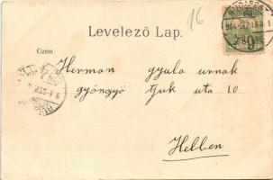 1904 Budapest VIII. Kálvin tér, József és Baross utca, villamos, gyógyszertár, szökőkút. litho (ázot...