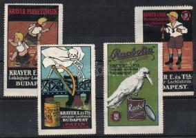 1910 Krayer lakkgyár 4 db levélzáró