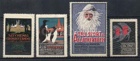 1912 Fővárosi Állatkert, Széchenyi Gyógyfürdő 4 db levélzáró