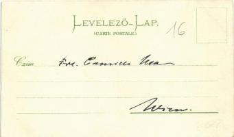 1898 Budapest, Lánchíd, rakpart. F. Schmuck litho (vágott / cut)