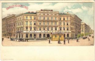 1899 Budapest VI. Oktogon, Café Abbazia kávéház. Kosmos litho s: Geiger (EK)