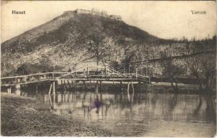 1917 Huszt, Chust, Khust; várrom, fahíd / castle ruins, wooden bridge (EK)