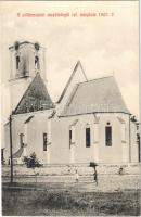 Mezőtelegd, Tileagd; a villám sújtotta református templom 1909-ben / Calvinist churchs ruin after the thunderstroke