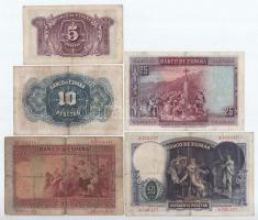 Spanyolország 1925-1935. 5P-1000P (9xklf) T:III,III-
Spain 1925-1935. 5 Pesetas - 1000 Pesetas (9xd...