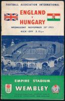 1953 Magyarország-Anglia, a legendás 6:3-as labdarúgó mérkőzés meccsfüzete, ahol az Aranycsapat legyőzte az évtizedek óta veretlen Angliát. / 1953 Hungary - England, legendary football match booklet, where the Golden Team of Hungary defeated England
