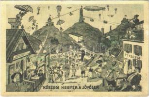 1938 Kőszeg, hegyek jövőben, Vendéglő a víg turistához, étterem, mentők