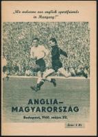 1960 Anglia-Magyarország labdarúgó mérkőzés meccsfüzet / England Hungary Football match booklet