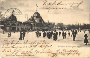 1904 Budapest XIV. Városliget, Budapesti Korcsolyázó Egylet, jégkorcsolyázók, téli sport. Kertész Tódor kiadása (fl)
