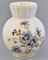 Zsolnay porcelán búzavirágmintás váza, kézzel festett, jelzett, kis kopásnyomokkal, m: 12 cm