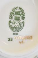 Zsolnay porcelán búzavirágmintás váza, kézzel festett, jelzett, kis kopásnyomokkal, m: 12 cm