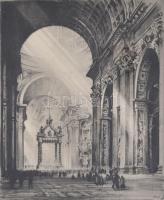 H. v. N. jelzéssel: Szent Péter-bazilka (Róma, Vatikán). Rézkarc, papír, lap széle enyhén foltos, üvegezett fa keretben, 31×26,5 cm