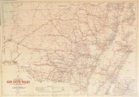 cca 1930-1940 Craigies Town, Road and Rail Map of New South Wales / Új-Dél-Wales szövetségi állam (Ausztrália) térképe, Kenneth Craigie & Co., 101x76 cm