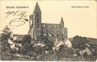1908 Zsámbék, régi templom romja. Wisinger József kiadása (fa)