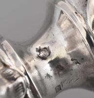 Ezüst(Ag) Gyertyatartó pár , jelzett: Bécs 1900 körül, mester: HS. nettó: 743g, m: 35cm