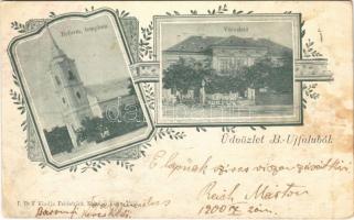 1900 Berettyóújfalu, Református templom, Városháza. Kiadja Feldstrick Kálmán. Floral (r)