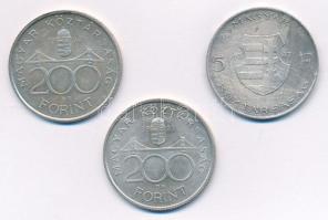 1947. 5Ft Ag "Kossuth" + 1993. 200Ft Ag "MNB" + 1994. 200Ft Ag "Deák" ...