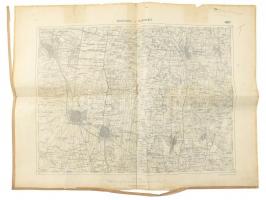 1912 Nyíregyháza és Hajdúnánás katonai térképe, kiadja: M. Kir. Állami Térképészet, szakadással, ragasztott, 48×63 cm