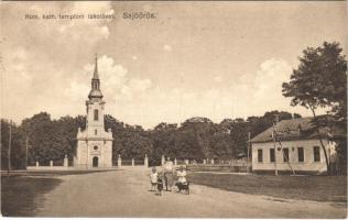 1928 Sajóörös, Római katolikus templom az iskolával. Hangya kiadása