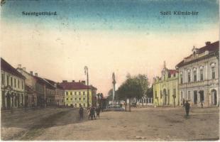 1925 Szentgotthárd, Széll Kálmán tér, Állami főgimnázium, üzletek. Wellisch Béla kiadása (EK)