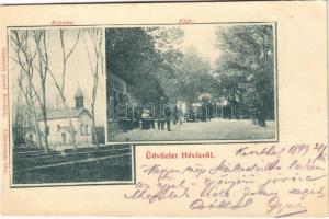 1899 Hévíz, Kápolna, Fő tér, üzlet. Sujánszky József kiadása (vágott / cut)