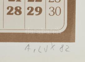 Lux Antal (1935-): Terminus V. (május), 1982. Ofszet, papír. Jelzett és datált (A. Lux '82). Mű...