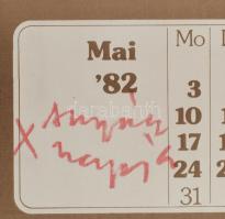 Lux Antal (1935-): Terminus V. (május), 1982. Ofszet, papír. Jelzett és datált (A. Lux '82). Mű...