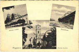 1941 Nagykároly, Carei; Piarista rendház és templom, vasútállomás / church and convent, railway station (EK)