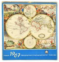 1967 Haack Geograpisch-Kartograpischer Kalender. Térképekkel illusztrált falinaptár, német, angol és orosz nyelven, VEB Hermann Haack Geograpisch-Kartograpische Anstalt Gotha/Leipzig, 37x35 cm