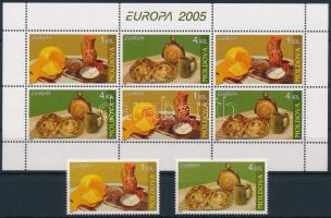 Europa CEPT, Gastronomy set + stamp-booklet sheet, Europa CEPT, Gasztronómia sor + bélyegfüzet lap