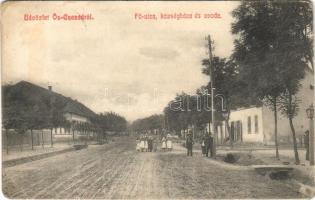 1912 Őscsanád, Németcsanád, Marosvár, Cenadu Vechi (Nagycsanád, Cenad); Fő utca, Községháza és óvoda / main street, town hall, kindergarten (r)