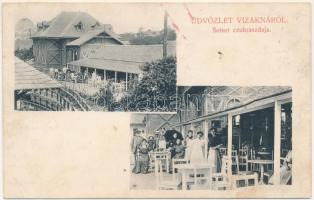 1908 Vízakna, Salzburg, Ocna Sibiului; Seiser cukrászda, pincérnők / Conditorei / confectionery shop, waitresses (szakadás / tear)