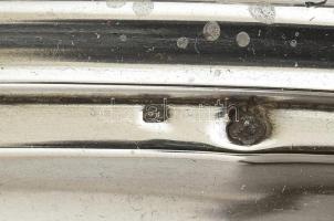 Ezüst (Ag) Nagyméretű füles szerviztálca, jelzett, aljában fa betéttel, 69x43,5cm, bruttó: 2600 g