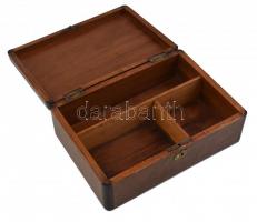 Antik intarziás fa doboz, kulcs nélkül, 25×18×8,5 cm