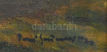 Iványi-Grünwald Béla műhelye: Tanya gémeskúttal. Olaj, vászon, jelzett. Régi, historizáló stílusú bl...