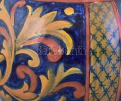 Rubboli Gualdo kézzel festett irizáló mázas kerámia váza, kis mázhibákkal, m: 22 cm