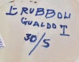 Rubboli Gualdo kézzel festett irizáló mázas kerámia váza, kis mázhibákkal, m: 22 cm