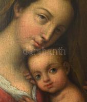 Jelzés nélkül, feltehetően a XVIII. sz. végén működött itáliai festő műve: Madonna a kisdeddel. Olaj...