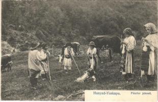 Hunyad-Vaskapu, Hunedoara-Poarta de Fier; Pásztor jelenet, erdélyi folklór. Adler fényirda / pastoral scene, Transylvanian folklore (r)