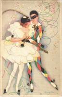 Pierrot love. Italian art postcard. Ballerini & Fratini 224. s: Chiostri