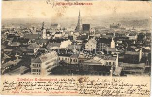 1902 Kolozsvár, Cluj; látkép. Dunky Fivérek cs. és kir. udvari fényképészek / general view (vágott / cut)